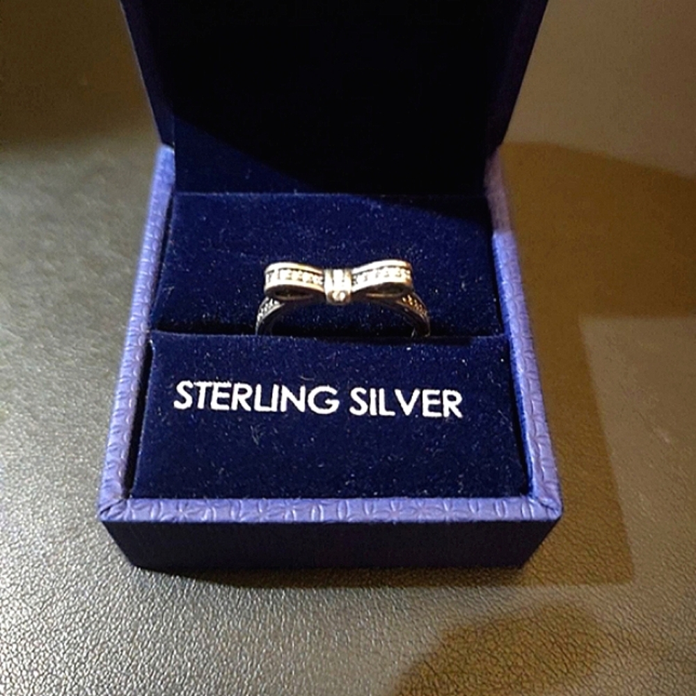 925 BowKnot White Zircon Ring